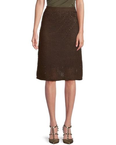 Theory Woven Eyelet Skirt - Brown