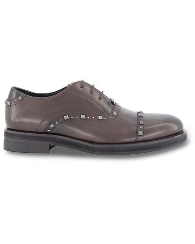 Karl Lagerfeld Studded Leather Oxfords - Brown