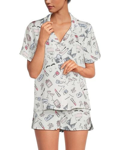 Room Service Pjs 2-piece Print Pajama Set - Gray