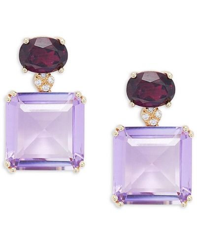 Effy 14k Yellow Gold, Mutli-stone & Diamond Drop Earrings - Purple