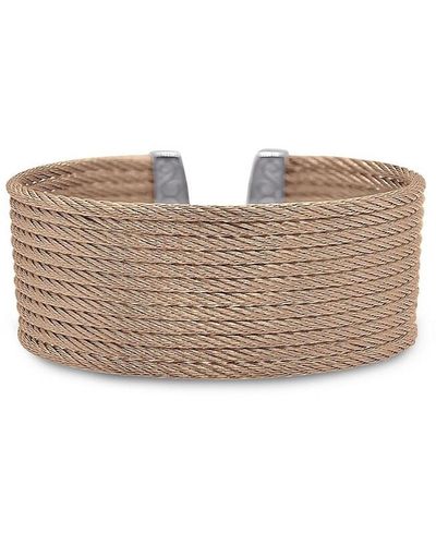 Alor Goldtone Stainless Steel Cable Cuff Bracelet - White