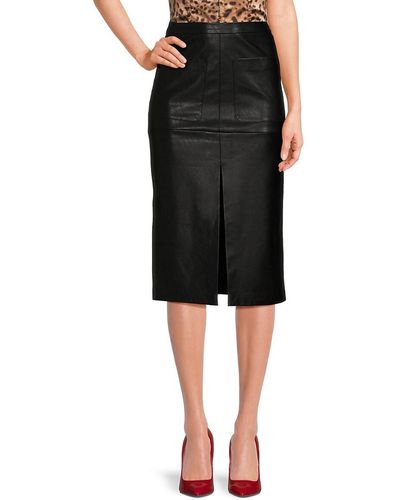 Pinko Lombard Faux Leather Pencil Skirt - Black