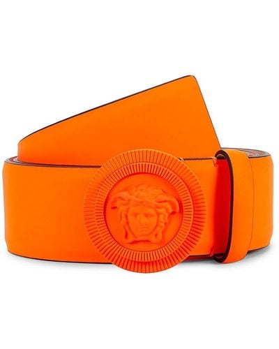 Versace Medusa Head Leather Belt - Orange
