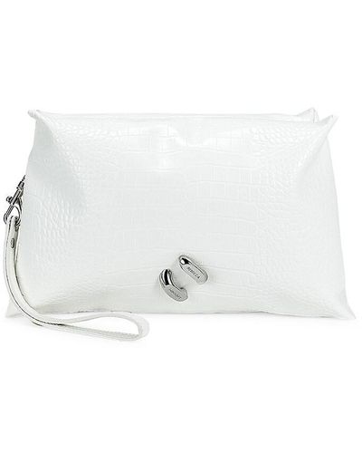 Rebecca Minkoff Metallic Faux Leather Clutch - White