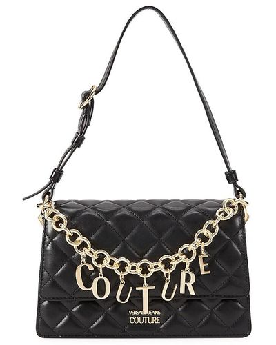 Versace Jeans Couture Quilted Faux Leather Top Handle Bag - Black