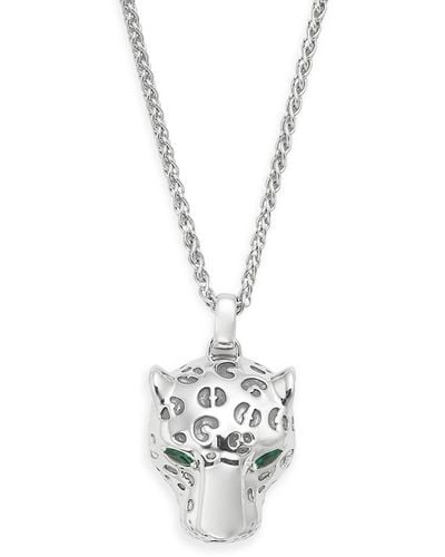 Effy 925 Sterling Silver Emerald Panther Pendant Necklace - Metallic