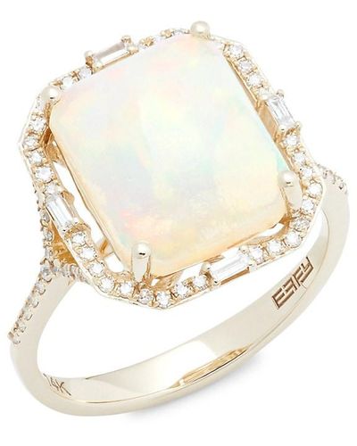 Effy 14k Yellow Gold, Opal & Diamond Ring - White