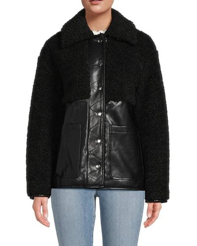 Bagatelle Faux Leather & Faux Fur Jacket - Black