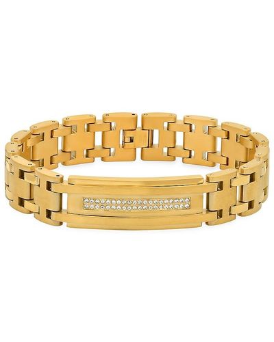 Anthony Jacobs 18k Goldplated Stainless Steel & Simulated Diamonds Id Tag Bracelet - Metallic