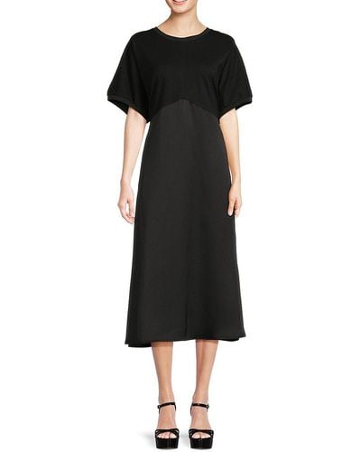 DKNY Scuba Knit Midaxi A Line Dress - Black