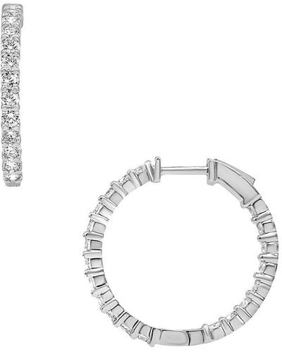 Badgley Mischka 14K & 2 Tcw Lab Grown Diamond Hoop Earrings - Metallic