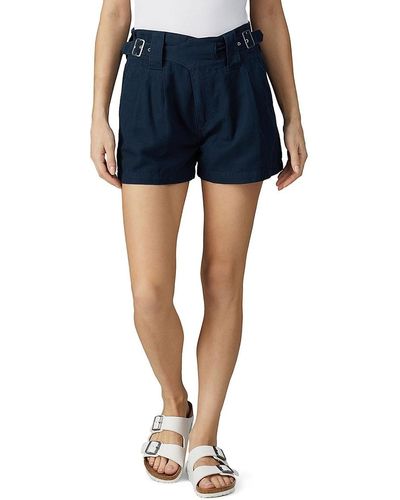 Current/Elliott The Baro Cotton & Linen Shorts - Blue