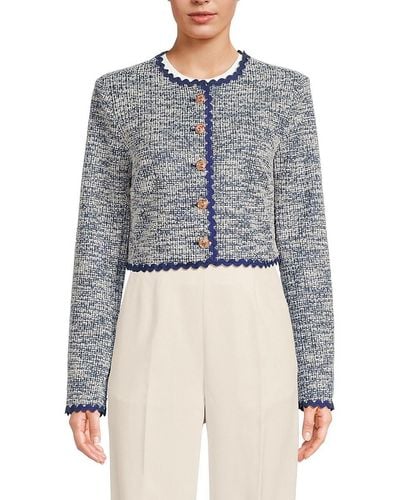 Rachel Parcell Scalloped Tweed Jacket - Gray