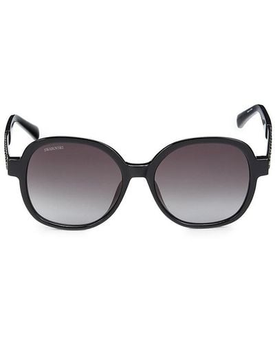 Swarovski 56mm Crystal Butterfly Sunglasses - Black