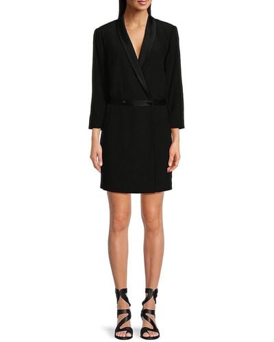 Ba&sh Nevada Shawl Collar Mini Dress - Black