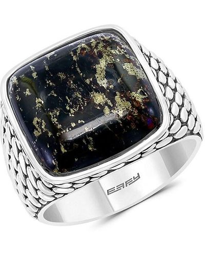 Effy Sterling Silver & Obsidian Ring - Metallic