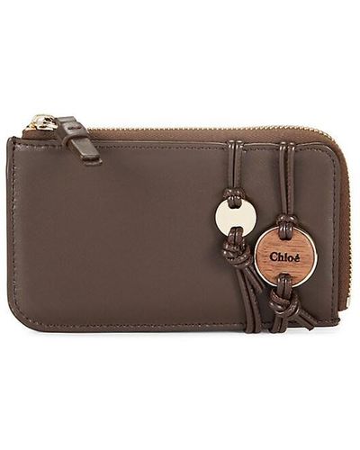 Chloé Leather Zip Around Wallet - Brown