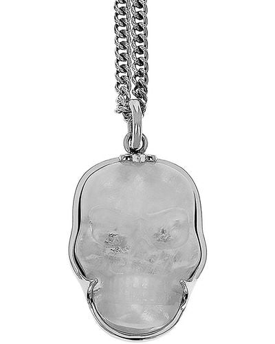 King Baby Studio Sterling Silver & Quartz Skull Pendant Necklace - Metallic
