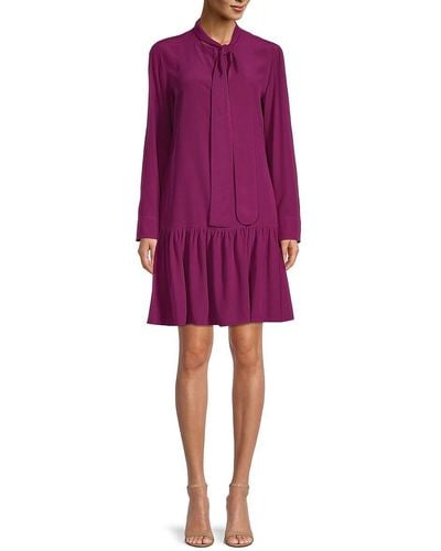 Akris Punto Tie-neck Silk A-line Dress - Purple