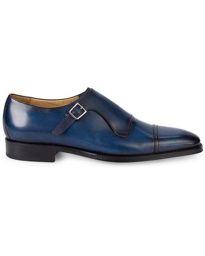 Sutor Mantellassi Uberto Leather Monk Strap Shoes - Blue