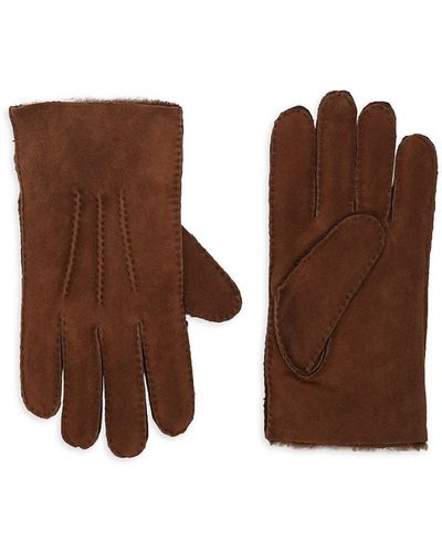 Portolano Shearling-lined Suede Gloves - Brown