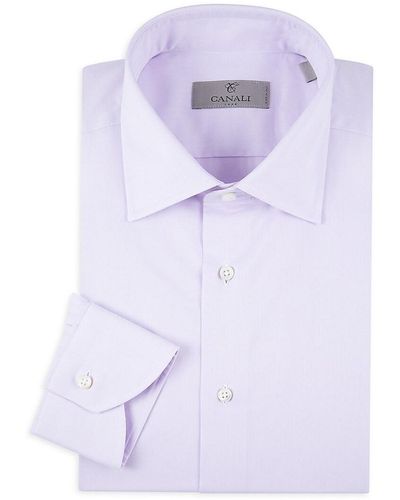 Canali Solid Dress Shirt - Purple