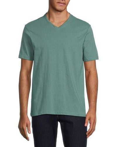 Saks Fifth Avenue Solid V Neck Tee - Green