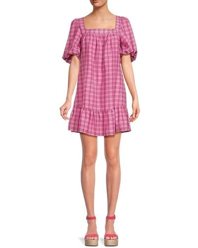 Marie Oliver Kaylee Plaid Mini Dress - Pink
