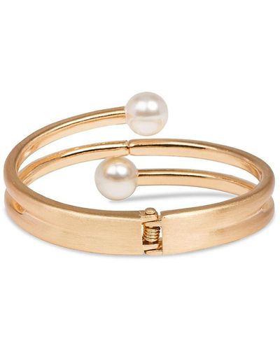 Saachi Endless Goldtone & Faux Pearl Hinged Bracelet - White