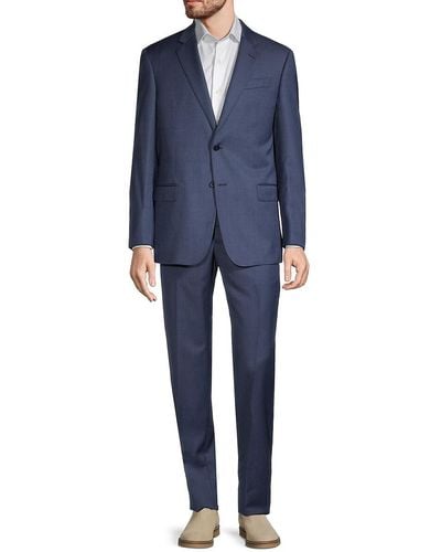 Armani Regular-fit Textured Wool Suit - Blue