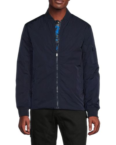 Zadig & Voltaire Barry Baseball Collar Reversible Jacket - Blue
