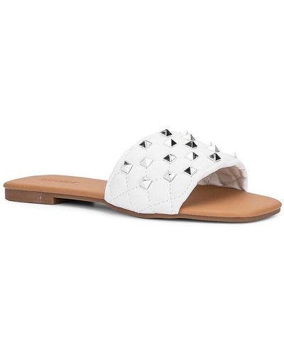 Olivia Miller Shelly Studded Quilted Sandals - White