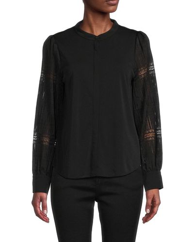 Donna Karan Lace Sleeve Shirt - Black