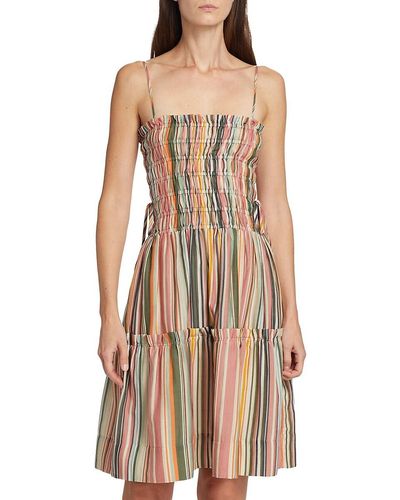 Hannah Artwear Campbell Silk Blend Stripe Dress - Natural