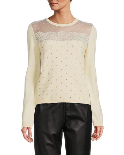 RED Valentino Swiss Dot Lace Wool Jumper - White