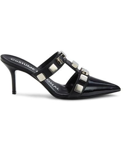 CoSTUME NATIONAL Studded Leather Point-Toe Mules - Black