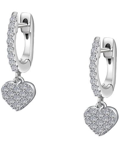 Lafonn Rhonda Faber Platinum Plated Sterling Silver & Simulated Diamond Huggie Earrings - Metallic