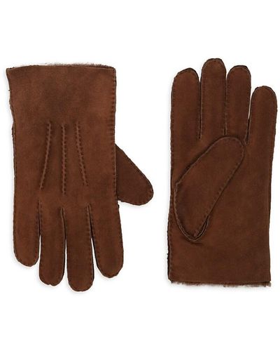 Portolano Shearling-lined Suede Gloves - Brown