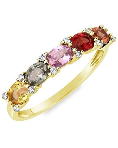 Meira T 14K, Multicolored Gemstone & Diamond Ring - Metallic