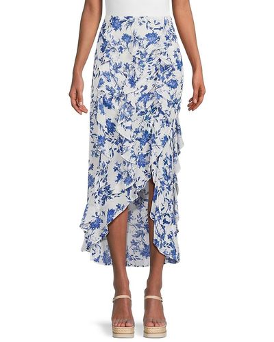 Free People Flounce Floral Maxi Skirt - Blue