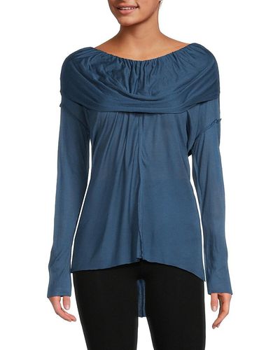 Yigal Azrouël Boatneck High Low Top - Blue