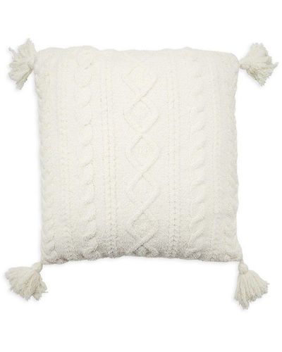 Barefoot Dreams Cozychic Cable Knit Tassel Accent Cushion - White