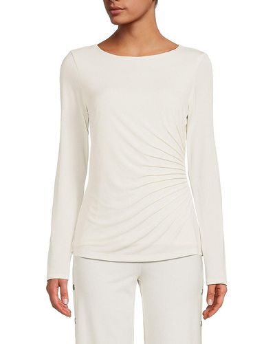 Carmen Marc Valvo Ruched Top - White