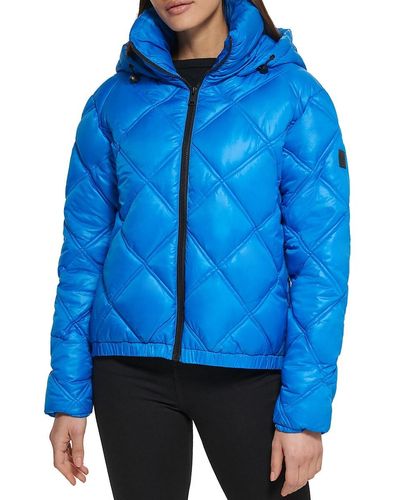 Kenneth Cole Quilted Short Puffer Jacket - Blue