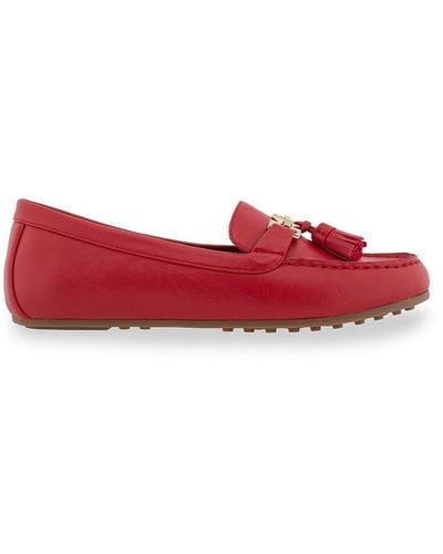 Aerosoles Deanna Moc Toe Tassel Loafers - Red