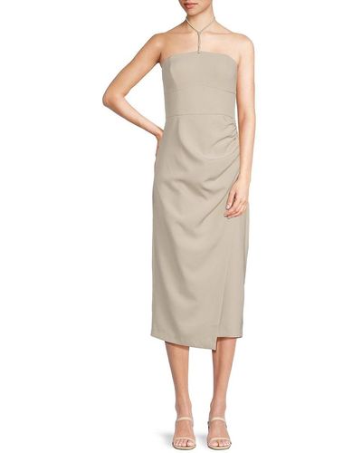 French Connection Echo Crepe Ruched Midi Dress - Natural