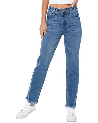 Juicy Couture Venice Frayed Straight Jeans - Blue