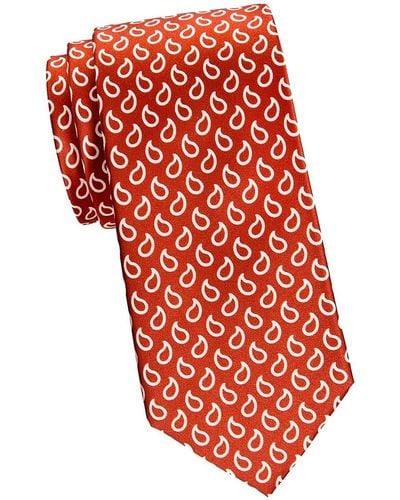 Brioni Print Silk Tie - Red