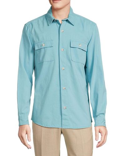Ben Sherman Flap Pocket Button Down Shirt - Blue