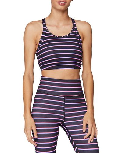 Spiritual Gangster Striped Sports Bra - Blue